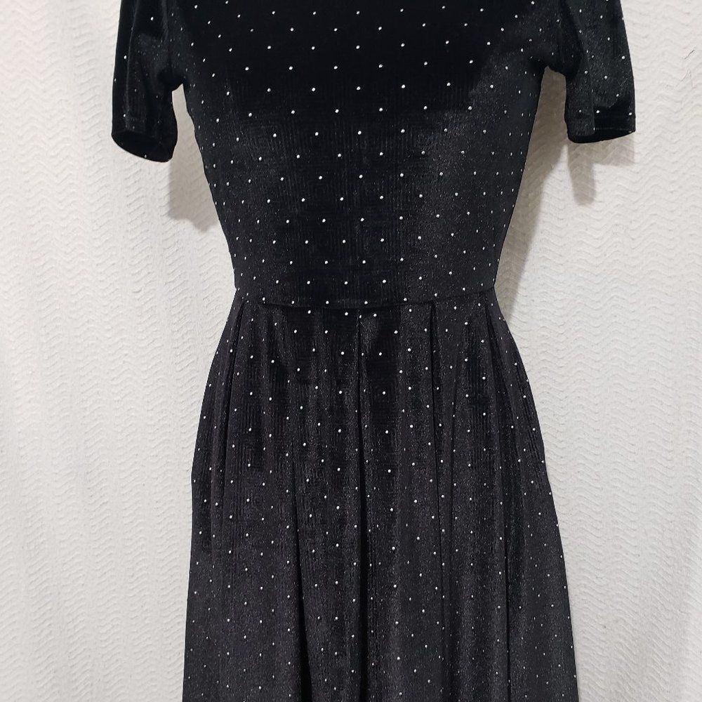 Lularoe Black Waist Black Polka Dot Dress S - Picture 2 of 8